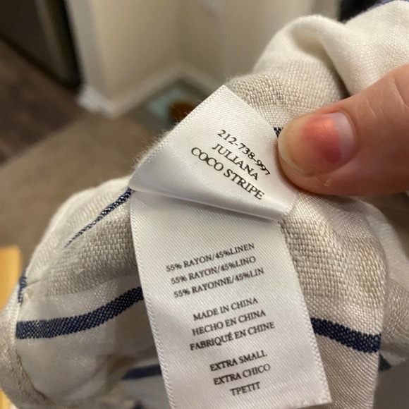 NWT RAILS Womens Stripe Smocked Wrap Crop Top Juliana Coco Linen Cream Gray XS - Picture 14 of 16